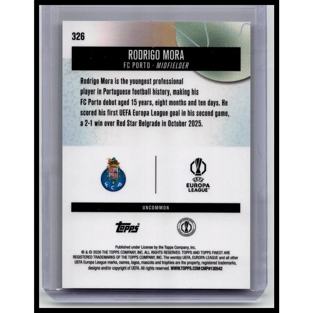 2025-26 Finest UEFA Rodrigo Mora Purple Checkerboard Refractor #/99 Dragons